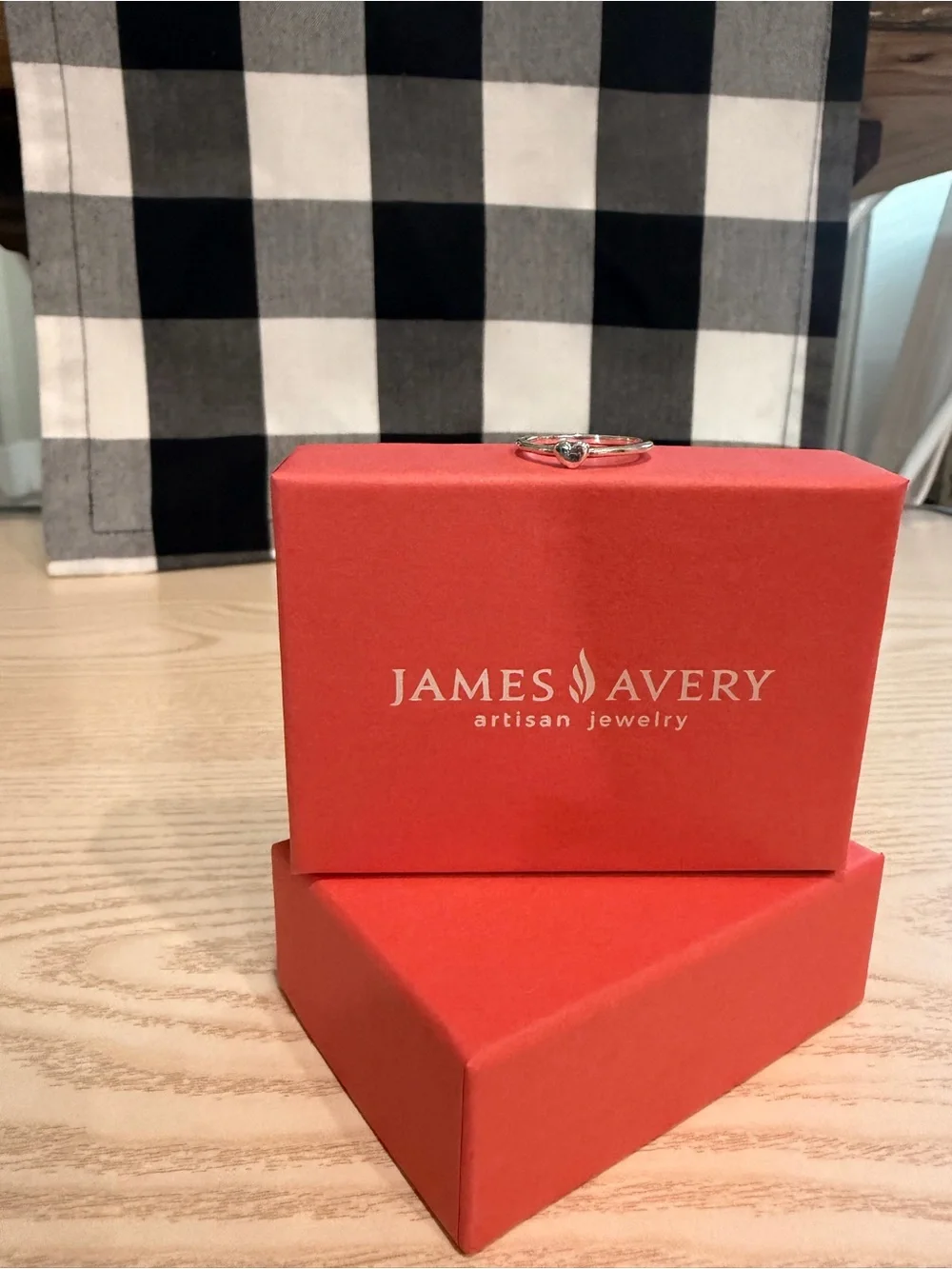 James Avery Silver Heart Stack Ring
